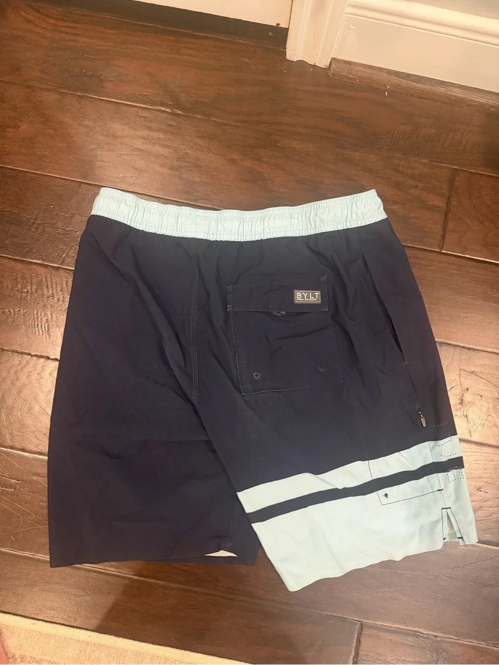 BYLT Basics Coastal Boardshorts Men’s Large Navy Blue Colorblock Swim Shorts